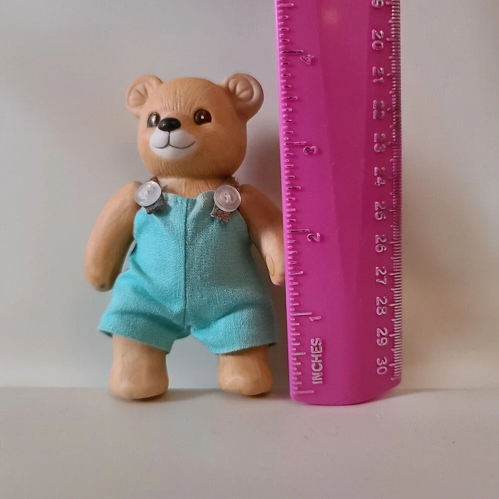 Homco Porcelain Teddy Bear Boy Jointed Fabric Clothing Vintage